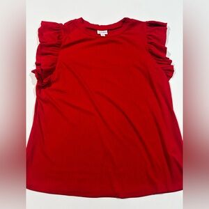 LuLaRoe Medium Women's Red Ruffle Sleeve Top